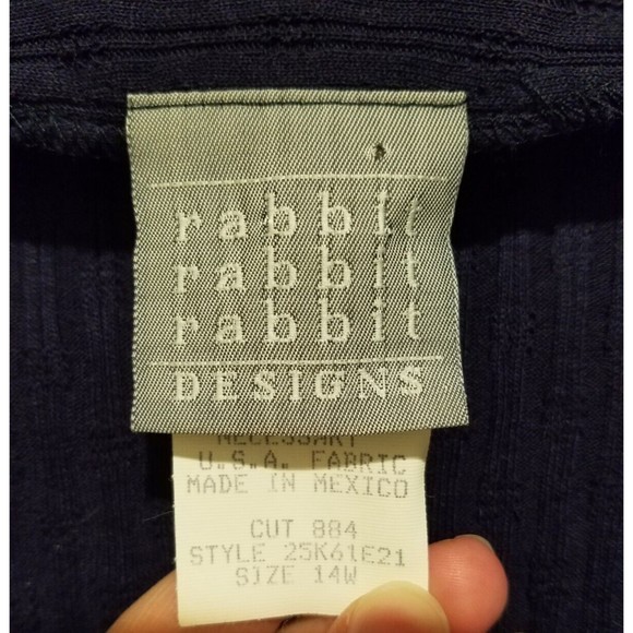 Rabbit Rabbit Rabbit Designs Blue 4-Button Crop Cardigan with Shoulder Pads 14W - Picture 5 of 6